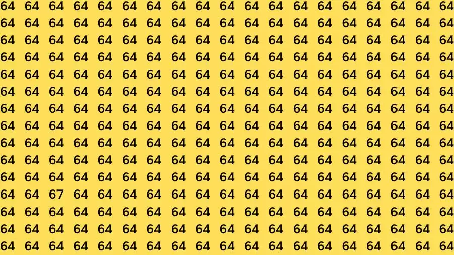 Observation Find it Out: If you have Sharp Eyes Find the number 67 among 64 in 20 Secs