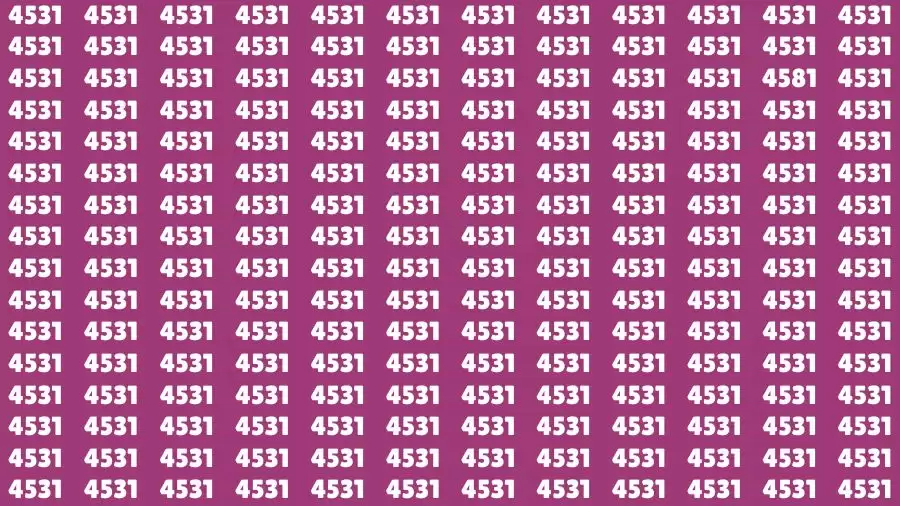 Optical Illusion Brain Challenge: If you have Hawk Eyes Find the Number 4581 among 4531 in 15 Secs