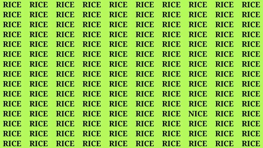 Observation Brain Test: If you have Sharp Eyes Find the word Nice in 20 Secs