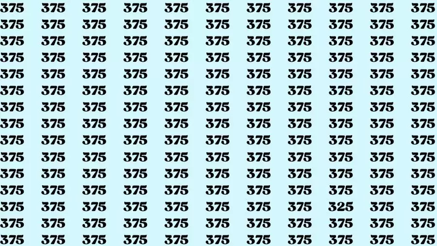 Observation Brain Challenge: If you have Eagle Eyes Find the number 325 among 375 in 12 Secs