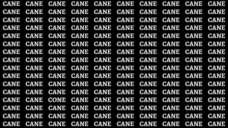 Optical Illusion Eye Test: If you have 50/50 Vision Find the Word Cone among Cane in 15 Secs