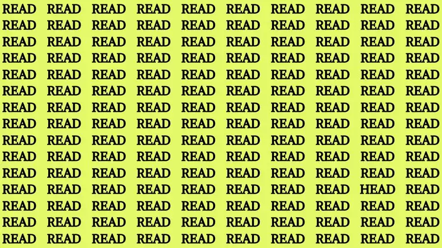 Observation Find it Out: If you have Sharp Eyes Find the Word Head among Read in 15 Secs