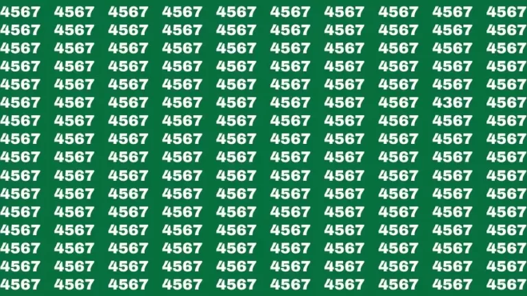 Observation Brain Test: If you have 50/50 Vision Find the Number 4367 among 4567 in 15 Secs