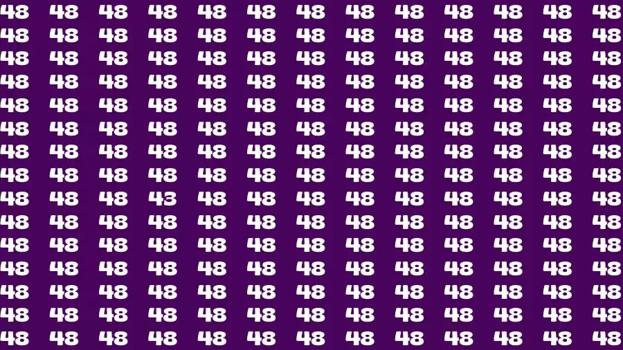 Observation Brain Test: If you have 50/50 Vision Find the Number 43 among 48 in 15 Secs