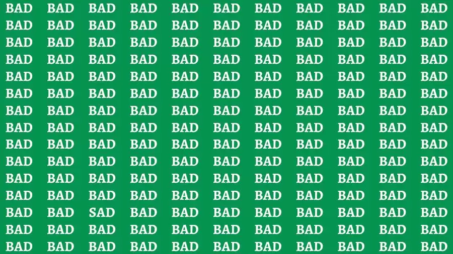 Observation Brain Challenge: If you have Eagle Eyes Find the word Sad In 18 Secs