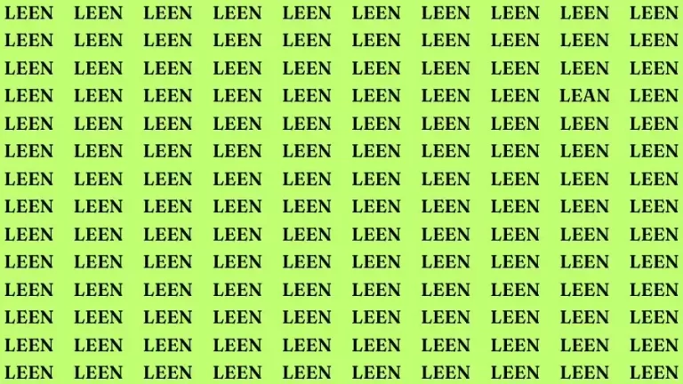 Observation Skill Test: If you have 50/50 Vision Find the Word Lean in 12 Secs