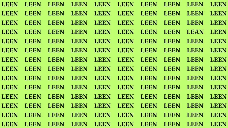 Observation Skill Test: If you have 50/50 Vision Find the Word Lean in 12 Secs