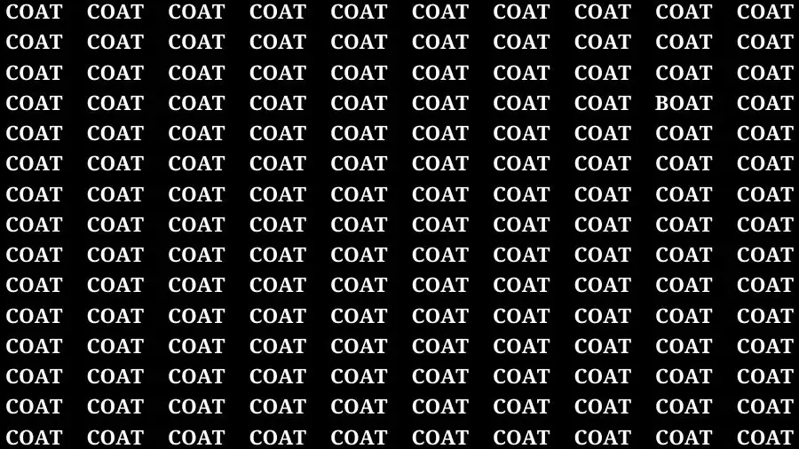 Observation Find it Out: If you have Sharp Eyes Find the Word Boat among Coat in 15 Secs