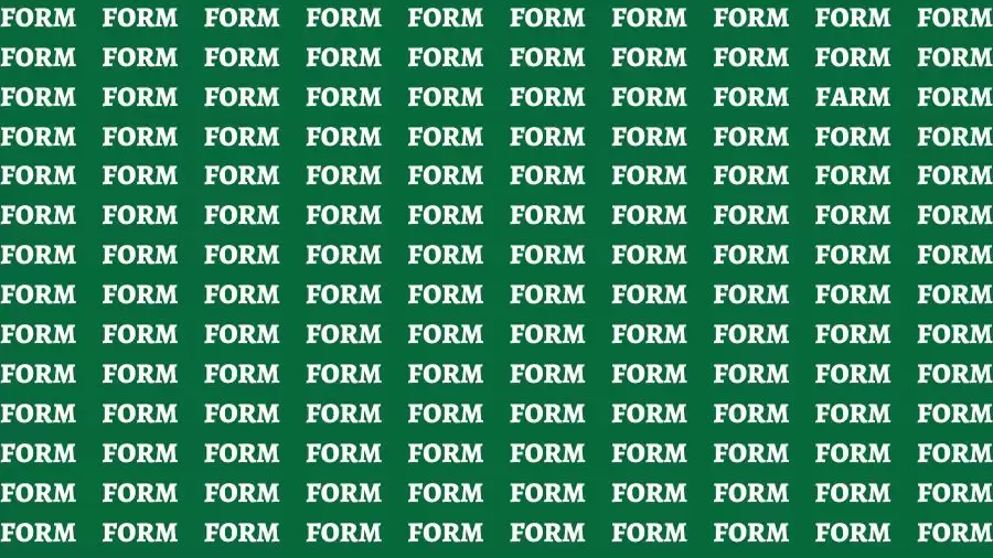 Optical Illusion Brain Challenge: If you have Eagle Eyes Find the word Farm in 15 Secs