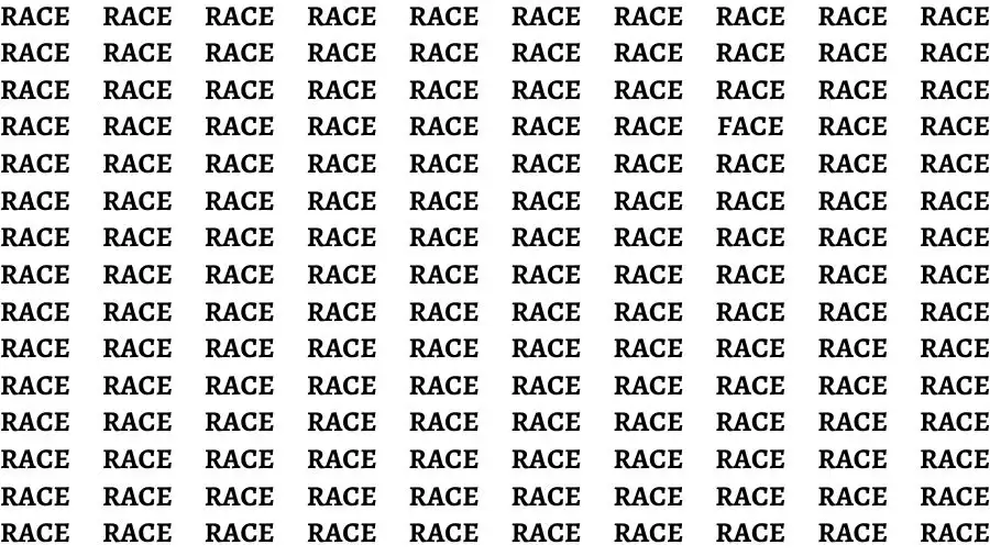 Test Visual Acuity: If you have Eagle Eyes Find the word Face among Race in 15 Secs