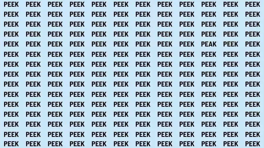 Optical Illusion Brain Challenge: If you have Eagle Eyes Find the word Peak in 15 Secs