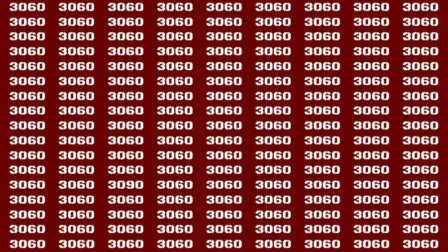 Observation Brain Test: If you have 50/50 Vision Find the Number 3090 among 3060 in 15 Secs