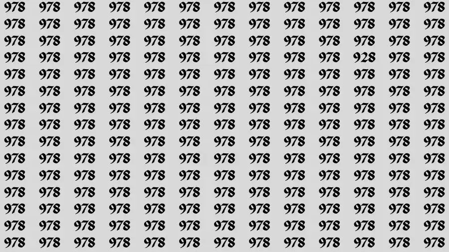 Observation Skill Test: If you have Sharp Eyes Find the Number 928 among 978 in 15 Secs