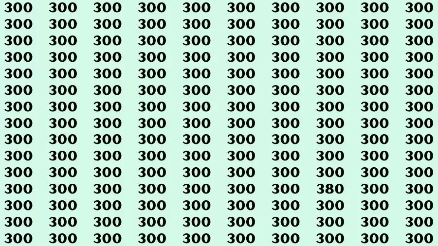 Observation Brain Test: If you have 50/50 Vision Find the Number 380 among 300 in 15 Secs