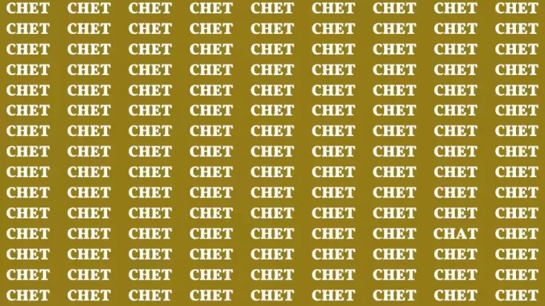 Observation Skill Test: If you have Sharp Eyes Find the word Chat among Chet in 20 Secs