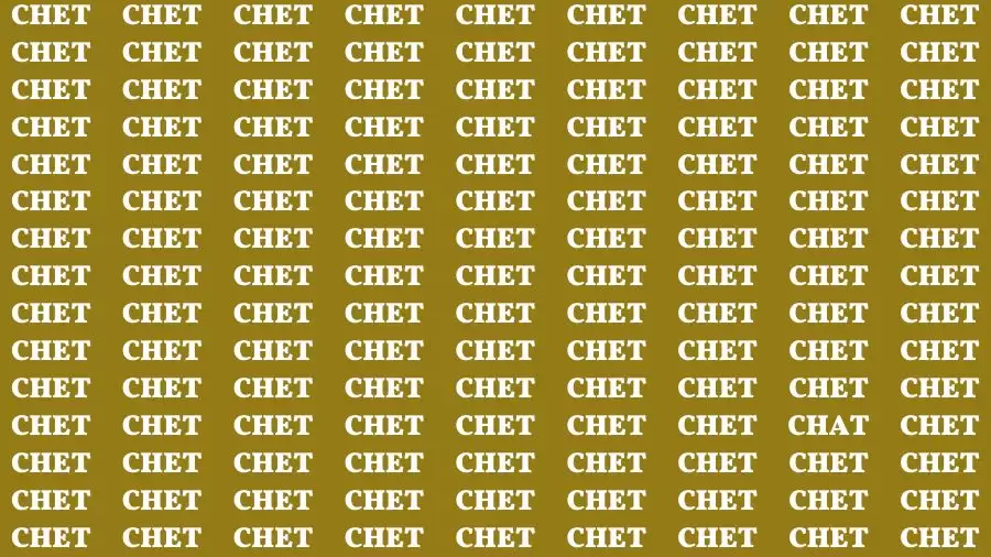 Observation Skill Test: If you have Sharp Eyes Find the word Chat among Chet in 20 Secs