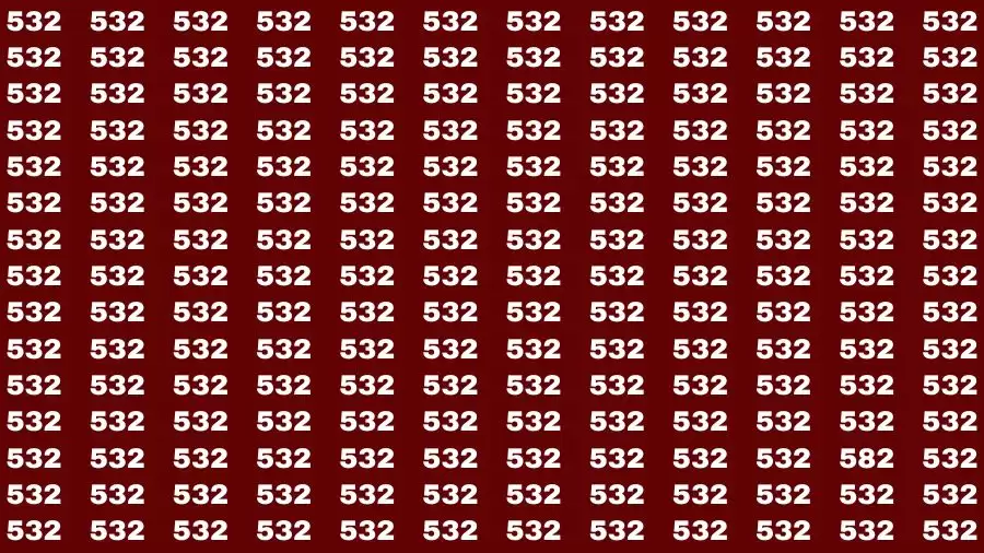 Observation Brain Challenge: If you have Eagle Eyes Find the number 582 among 532 in 12 Secs