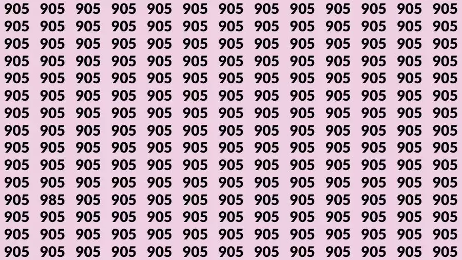 Observation Brain Challenge: If you have Hawk Eyes Find the Number 985 among 905 in 15 Secs