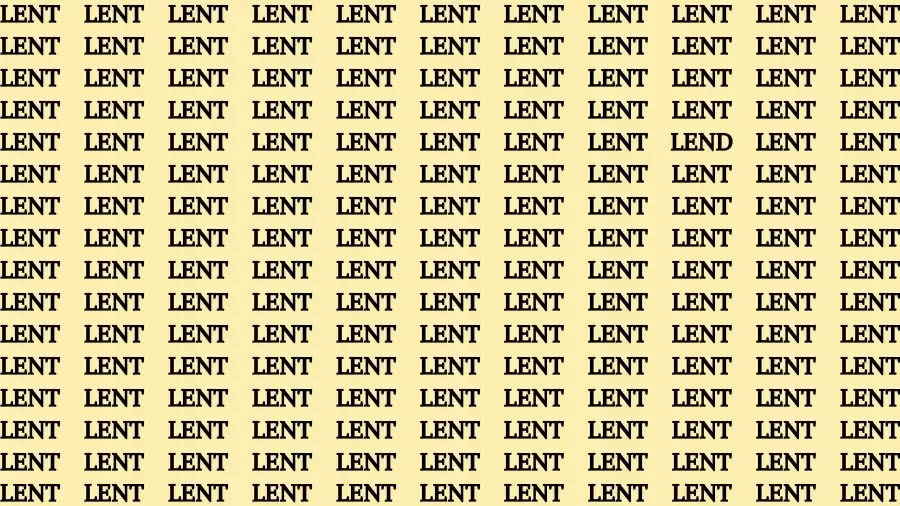 Observation Skill Test: If you have Keen Eyes Find the Word Lend in 15 Secs