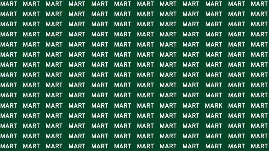 Optical Illusion Brain Test: If you have 50/50 Vision Find the Word Mark among Mart in 15 Secs