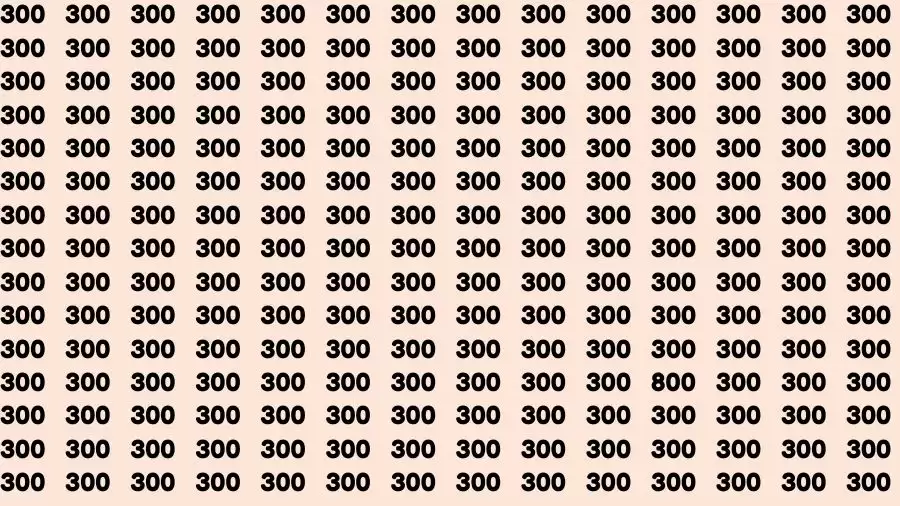 Observation Brain Challenge: If you have Eagle Eyes Find the number 800 among 300 in 12 Secs