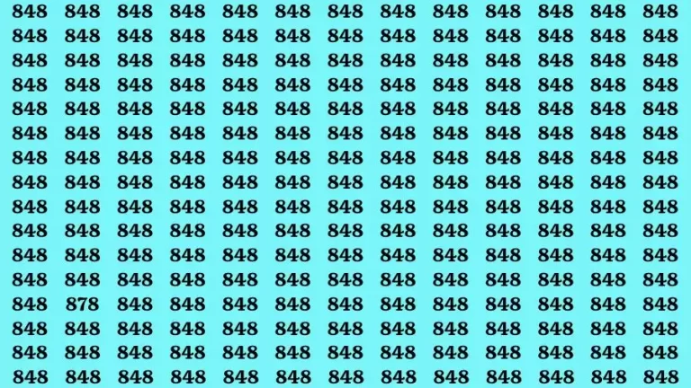 Observation Brain Test: If you have 50/50 Vision Find the Number 878 among 848 in 15 Secs