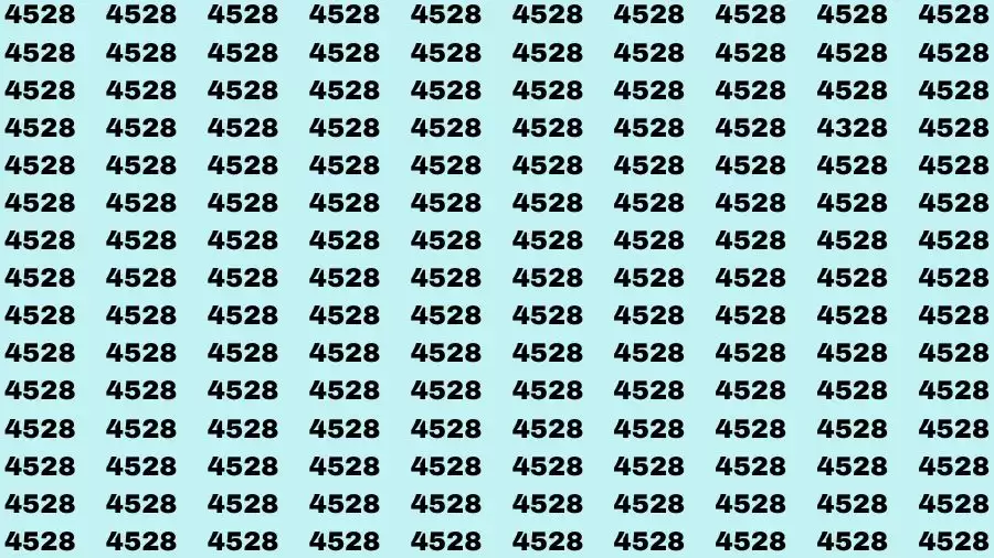 Observation Find it Out: If you have Sharp Eyes Find the number 4328 among 4528 in 20 Secs