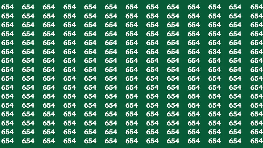 Brain Test: If you have Eagle Eyes Find the Number 634 among 654 in 15 Secs