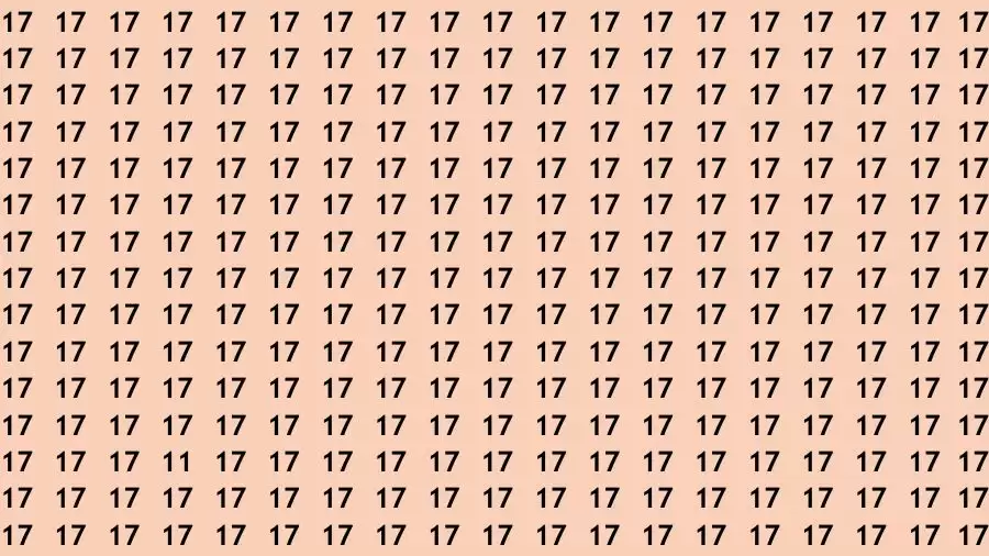 Observation Skill Test: If you have Sharp Eyes Find the Number 11 among 17 in 15 Secs