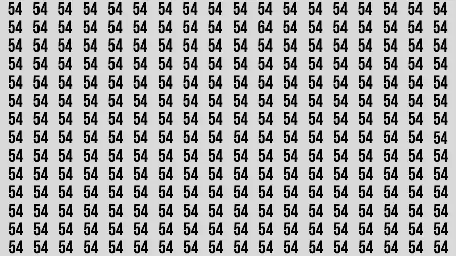 Observation Brain Test: If you have 50/50 Vision Find the Number 64 among 54 in 15 Secs