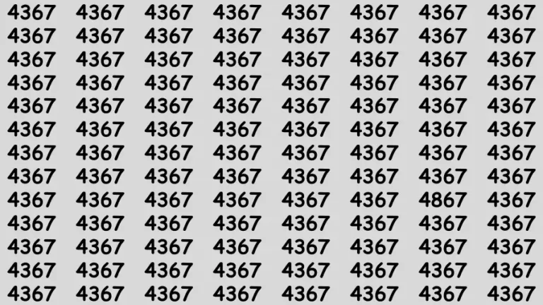 Observation Brain Challenge: If you have Eagle Eyes Find the number 4867 among 4367 in 12 Secs