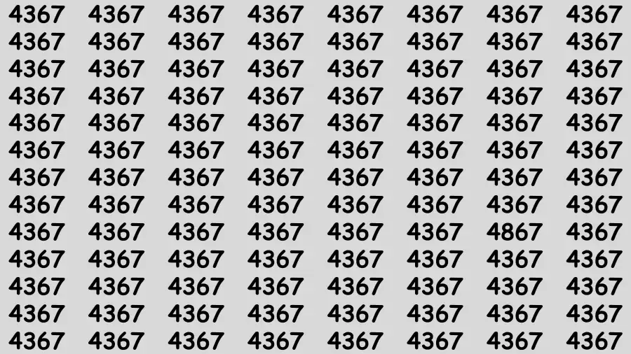 Observation Brain Challenge: If you have Eagle Eyes Find the number 4867 among 4367 in 12 Secs