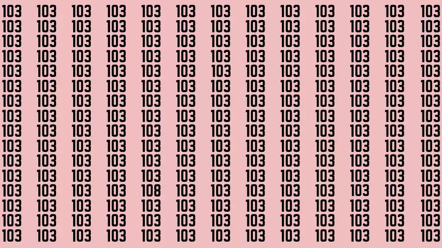 Observation Brain Test: If you have 50/50 Vision Find the Number 108 among 103 in 15 Secs