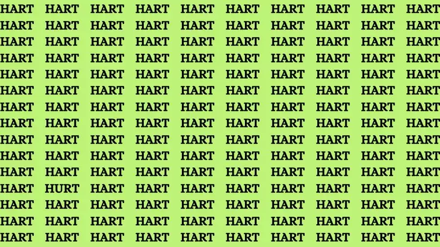 Optical Illusion Brain Challenge: If you have Sharp Eyes Find the word Hurt among Hart in 20 Secs