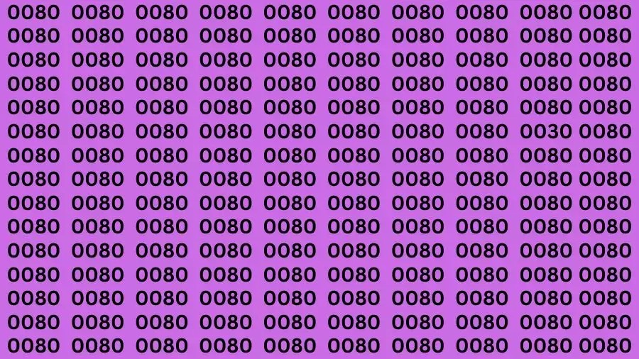 Optical Illusion Brain Challenge: If you have 50/50 Vision Find the number 0030 in 12 Secs