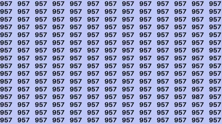 Optical Illusion Brain Challenge: If you have Hawk Eyes Find the Number 987 among 957 in 15 Secs