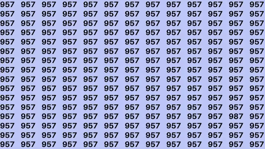 Optical Illusion Brain Challenge: If you have Hawk Eyes Find the Number 987 among 957 in 15 Secs