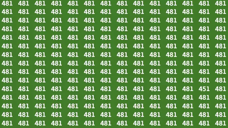 Brain Test: If you have Eagle Eyes Find the Number 451 among 481 in 15 Secs