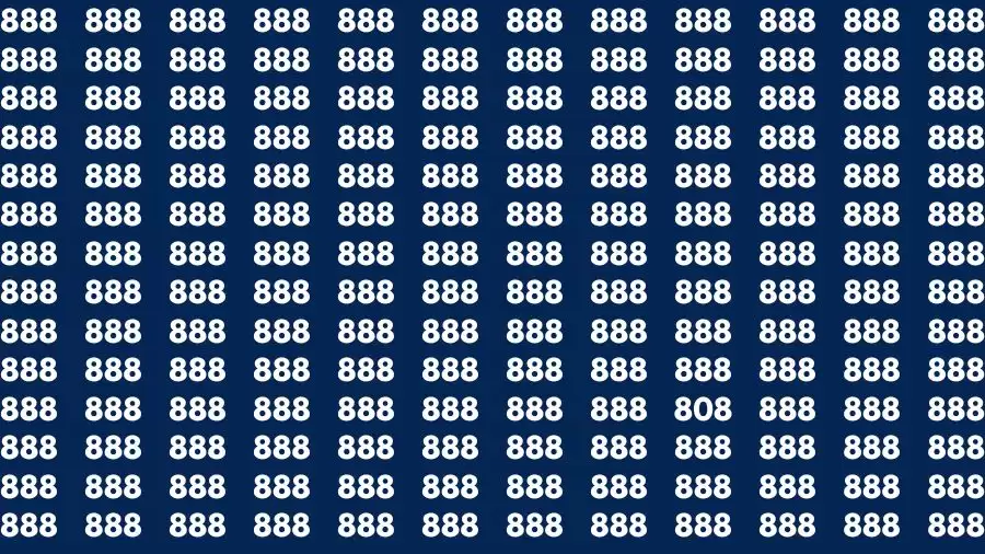 Optical Illusion Brain Challenge: If you have 50/50 Vision Find the number 808 among 888 in 12 Secs