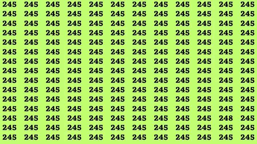 Observation Find it Out: If you have Sharp Eyes Find the number 248 among 245 in 20 Secs