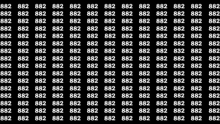 Observation Brain Challenge: If you have Eagle Eyes Find the number 832 among 882 in 12 Secs