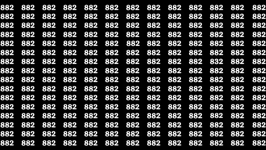 Observation Brain Challenge: If you have Eagle Eyes Find the number 832 among 882 in 12 Secs