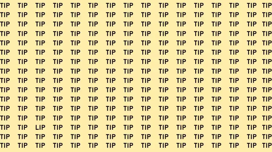 Optical Illusion Brain Test: If you have Eagle Eyes Find the word Lip among Tip in 15 Secs