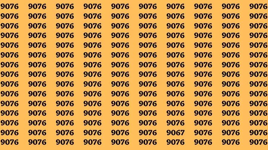 Observation Brain Challenge: If you have Hawk Eyes Find the Number 9067 among 9076 in 15 Secs