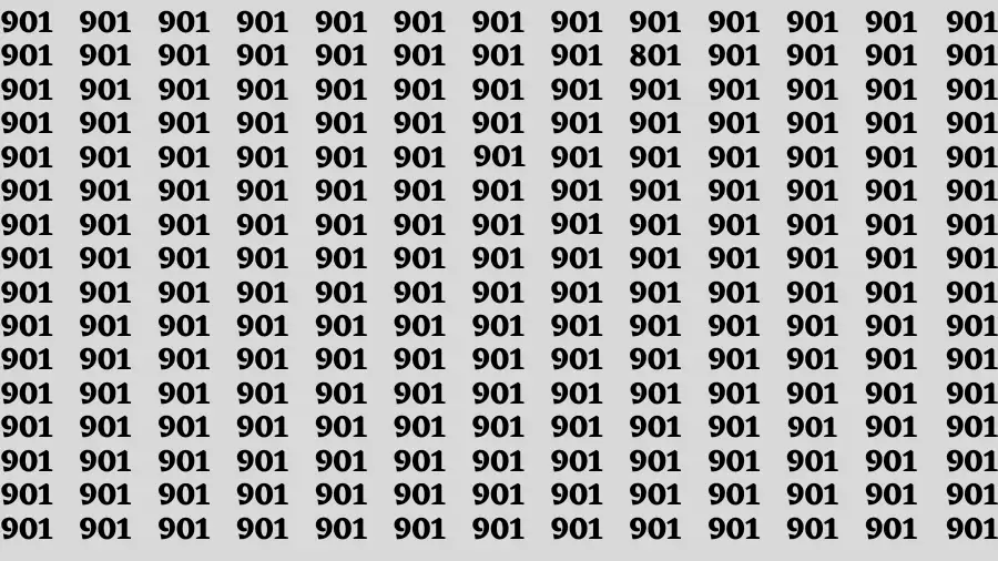 Observation Find it Out: If you have Sharp Eyes Find the number 801 among 901 in 20 Secs