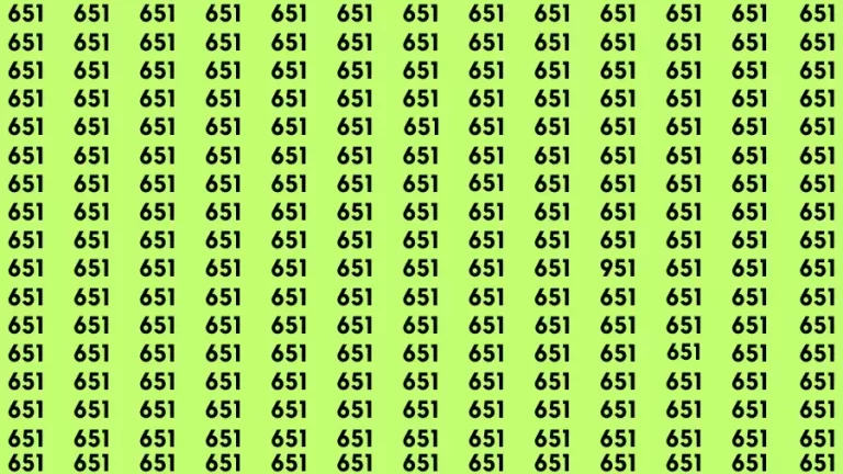 Observation Brain Test: If you have 50/50 Vision Find the Number 951 among 651 in 15 Secs