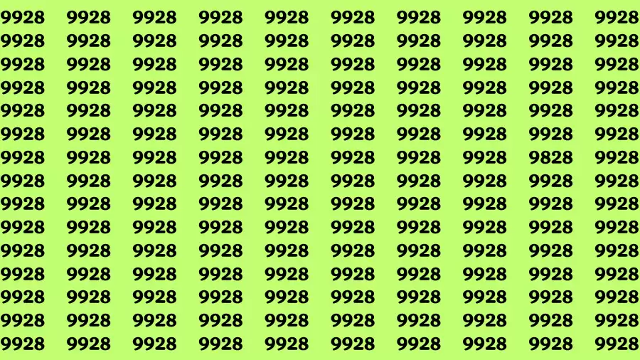 Observation Brain Challenge: If you have Eagle Eyes Find the number 9828 among 9928 in 12 Secs