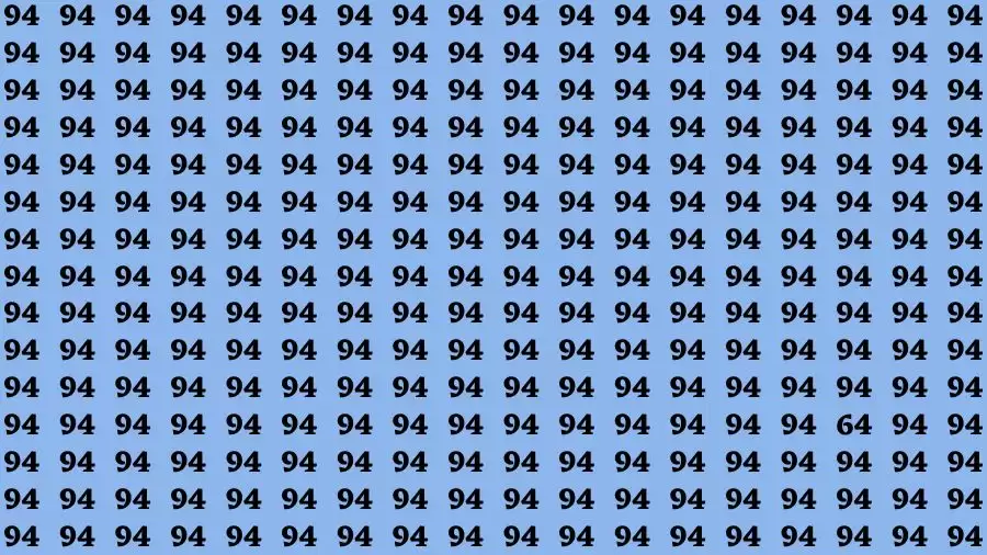 Optical Illusion Brain Challenge: If you have Hawk Eyes Find the Number 64 among 94 in 15 Secs