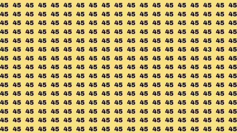 Optical Illusion Brain Challenge: If you have 50/50 Vision Find the number 43 among 45 in 12 Secs