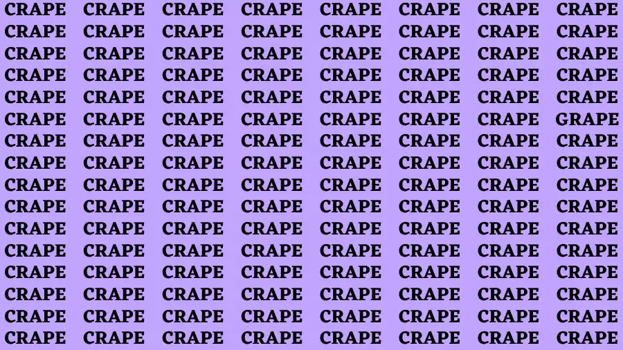 Observation Brain Challenge: If you have Eagle Eyes Find the word Grape in 15 Secs